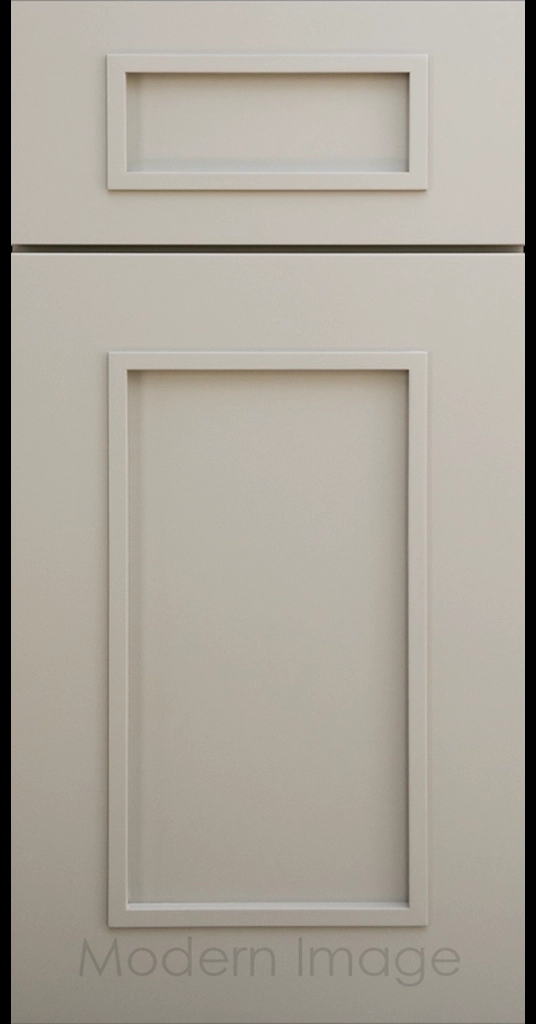 Gilbert cabinet a recessed flat panel and elevated molding in Gray color.